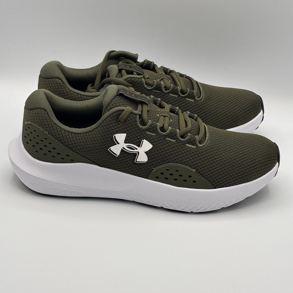 Under Armour UA Charged Surge 4 Shoes Mens Size 10.5 Green White Run 3027000-301